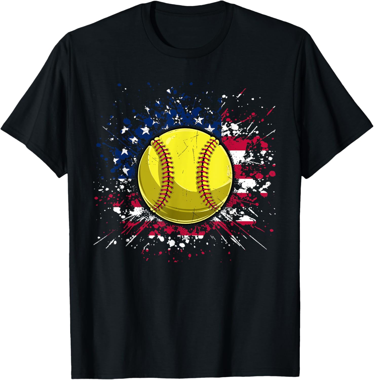 Softball 4Th Of July Men Usa American Flag Vintage Softball