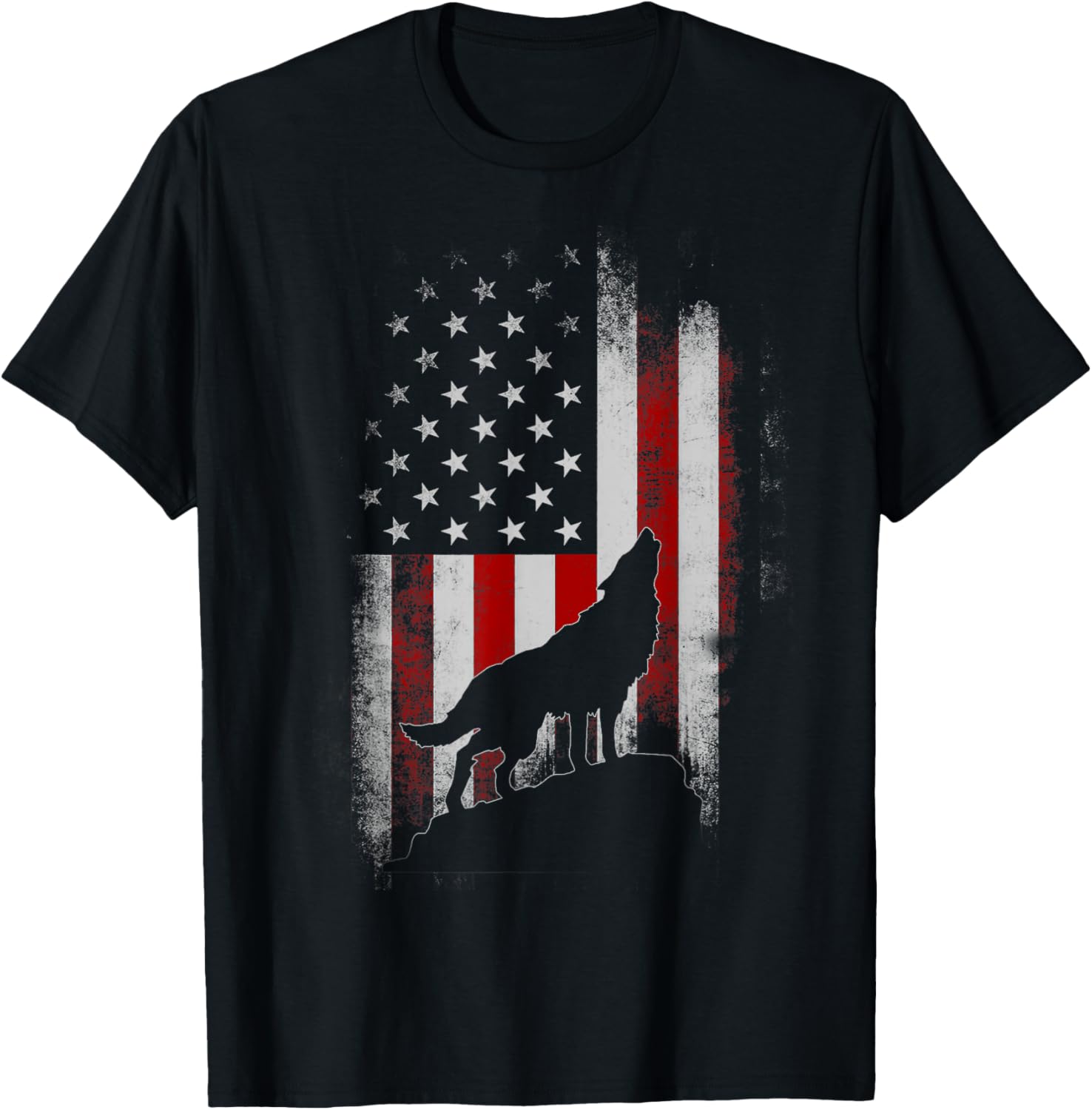 Wolf 4Th Of July American Flag Howling Wolves Patriotic Mens