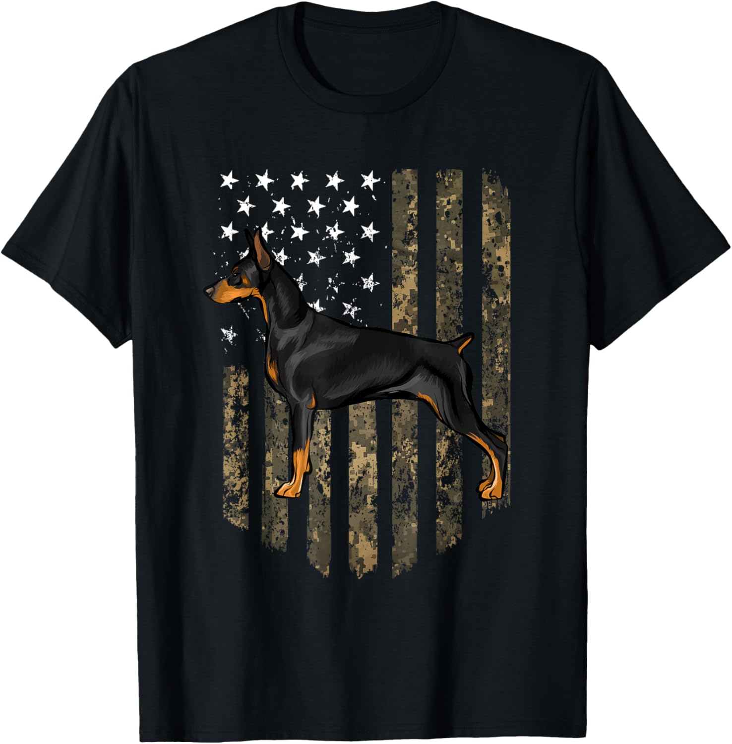 Camo American Flag Doberman Pinscher 4Th Of July Usa