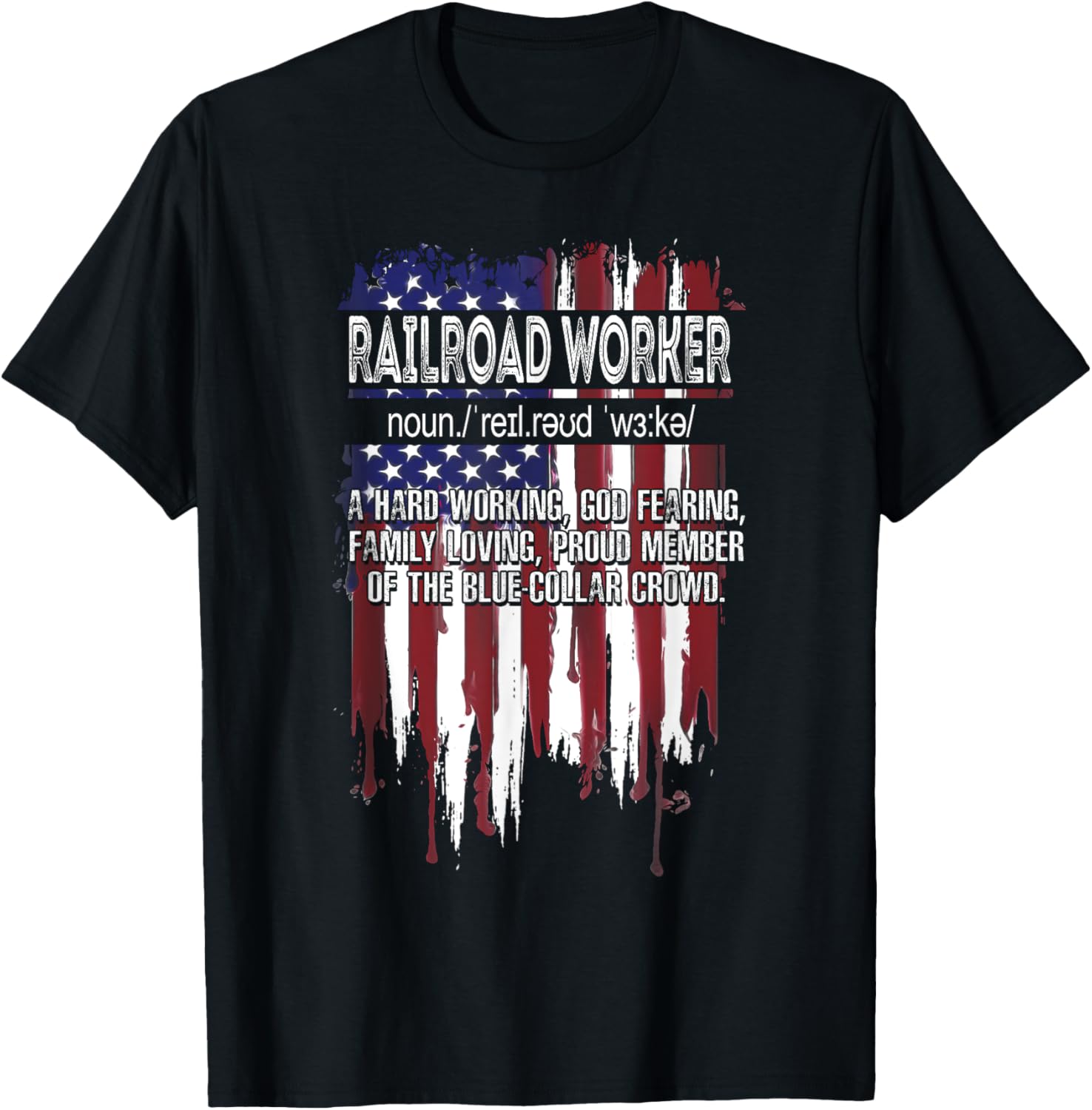 American Flag Railroad Worker Definition Funny Fathers Day