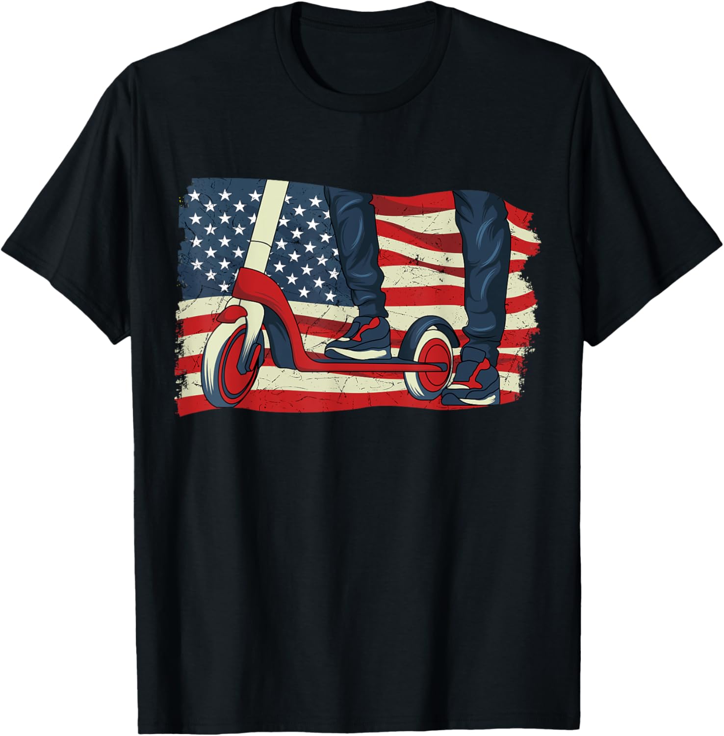 Scooter Stunt Us Flag Retro Style Scooter Gift Idea