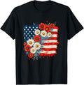 Floral American Flag Daisy 4Th July Women Girls Patriotic