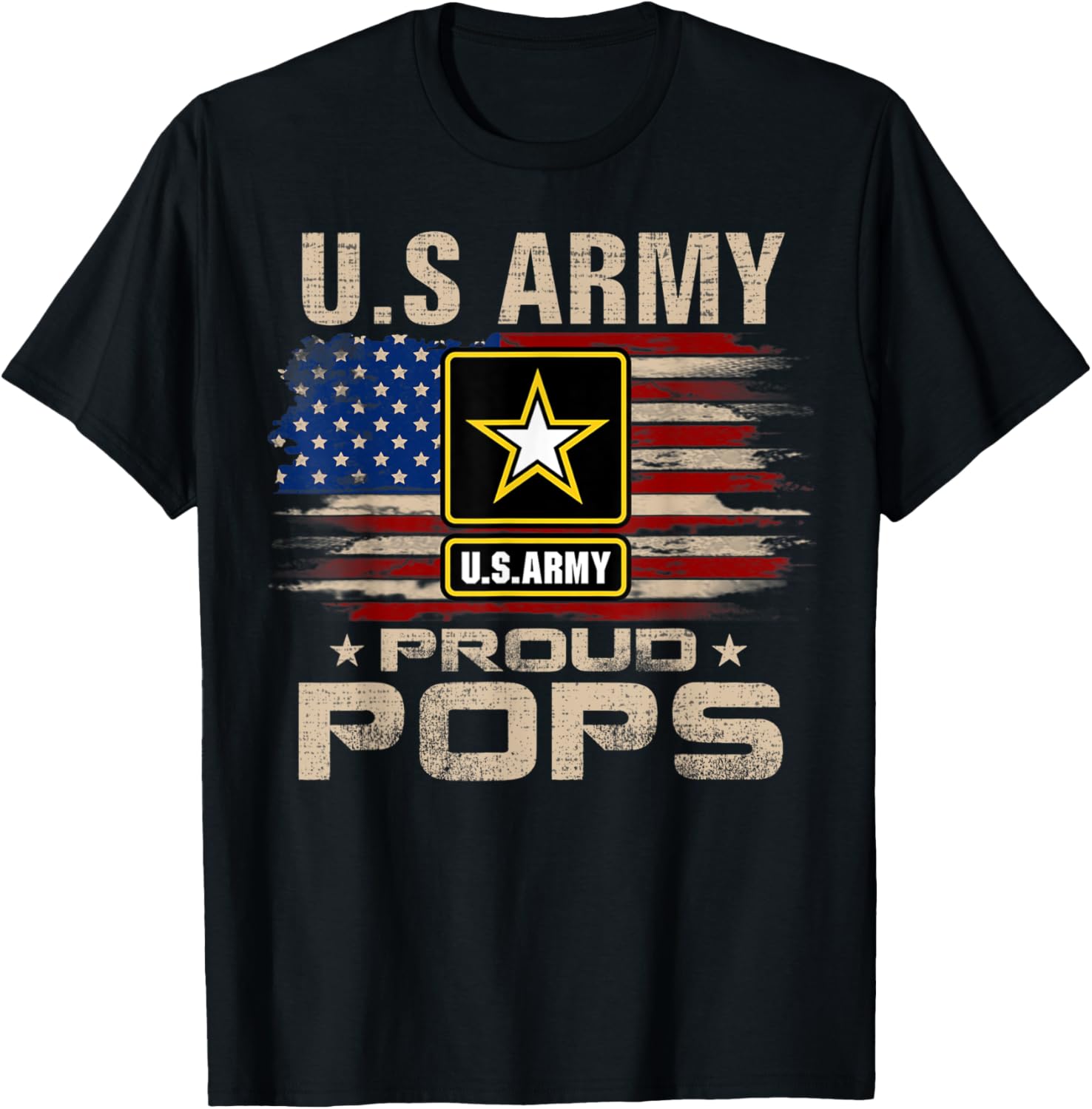 Vintage Us Army Proud Pops With American Flag
