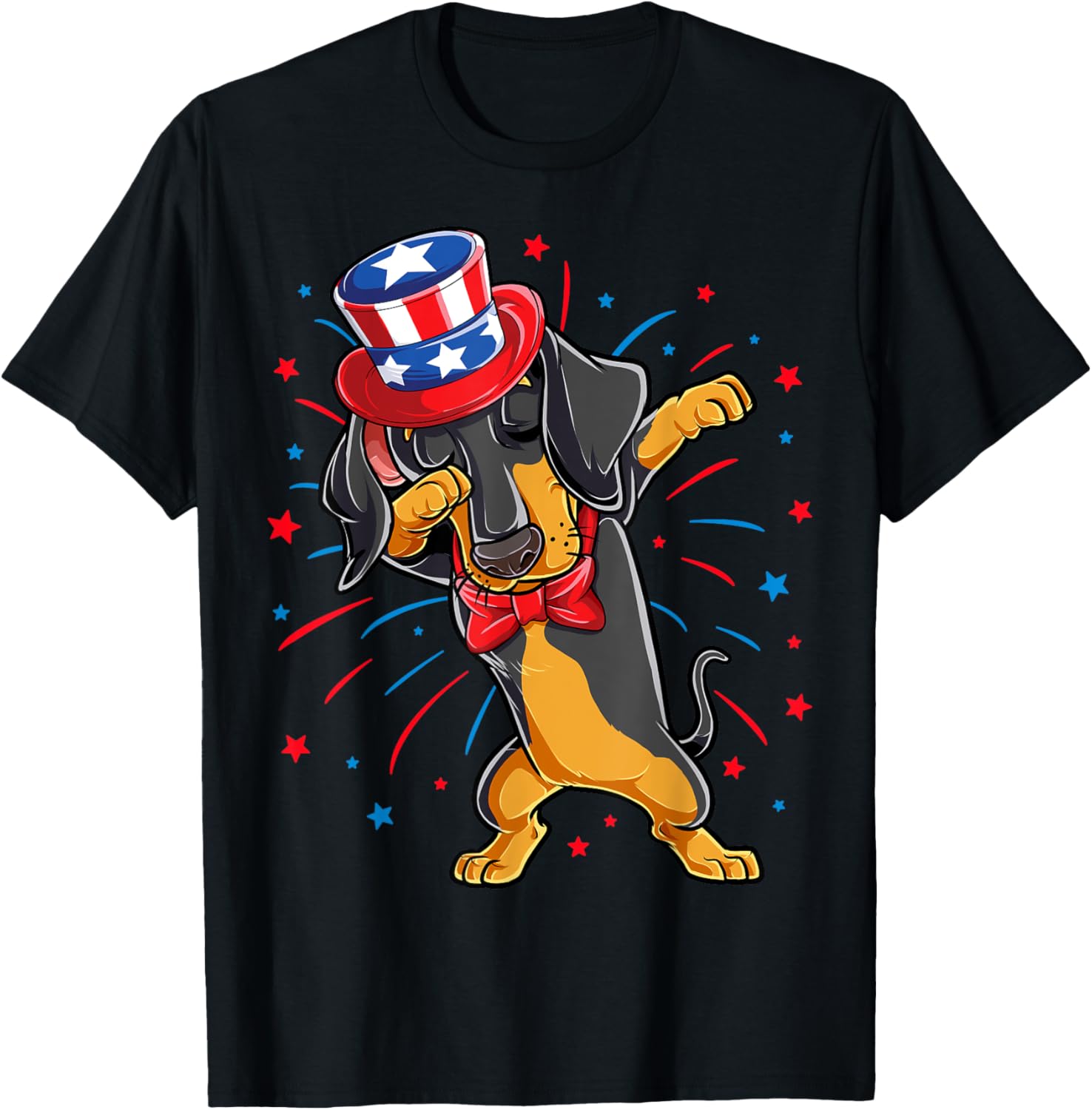 Dabbing Dachshund 4Th Of July T Shirt Men Usa American Flag
