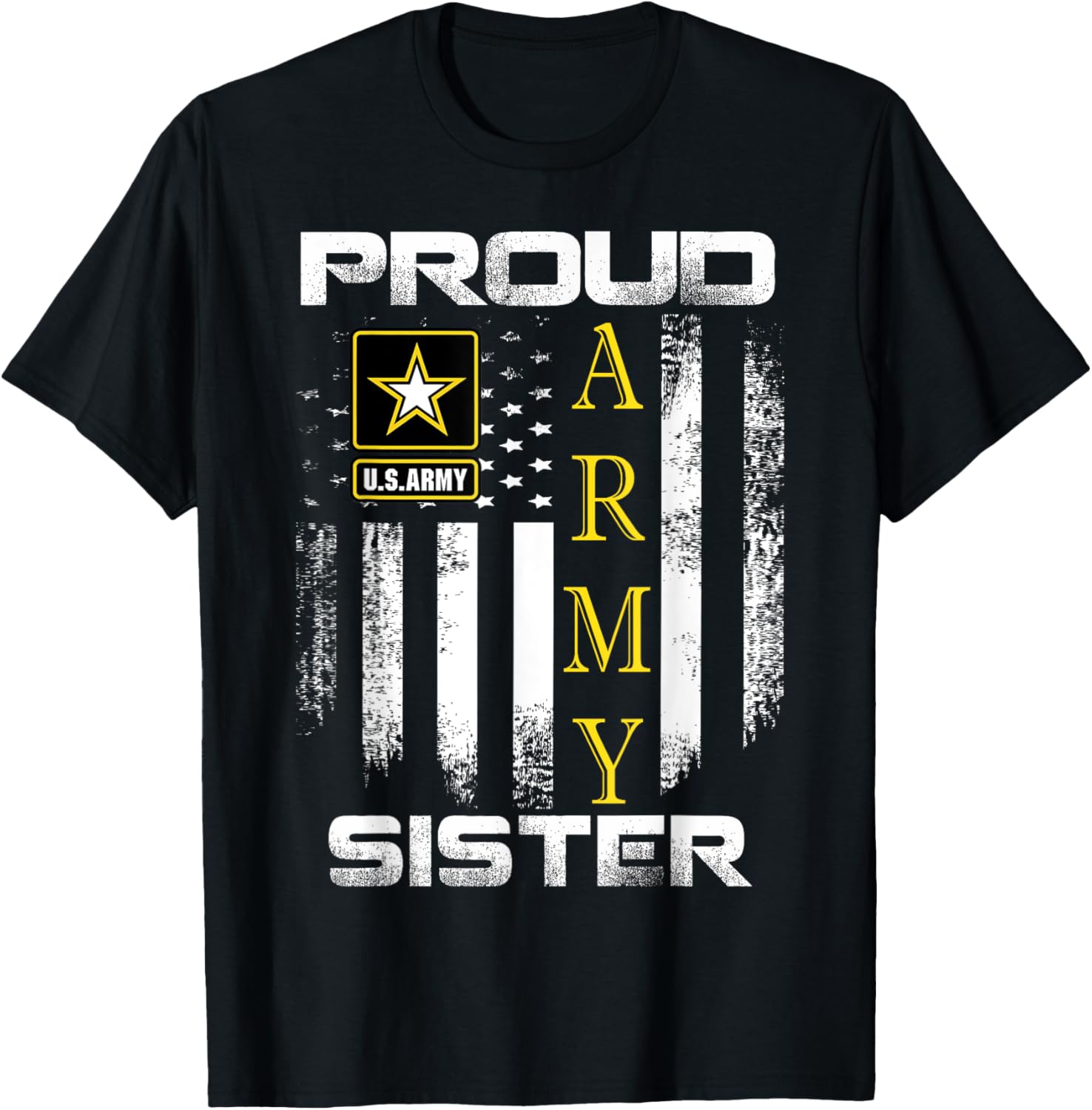 Vintage Proud Army Sister With American Flag Gift