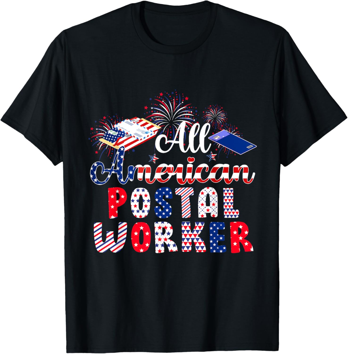 All American Postal Worker American Flag Fireworks 4Th July