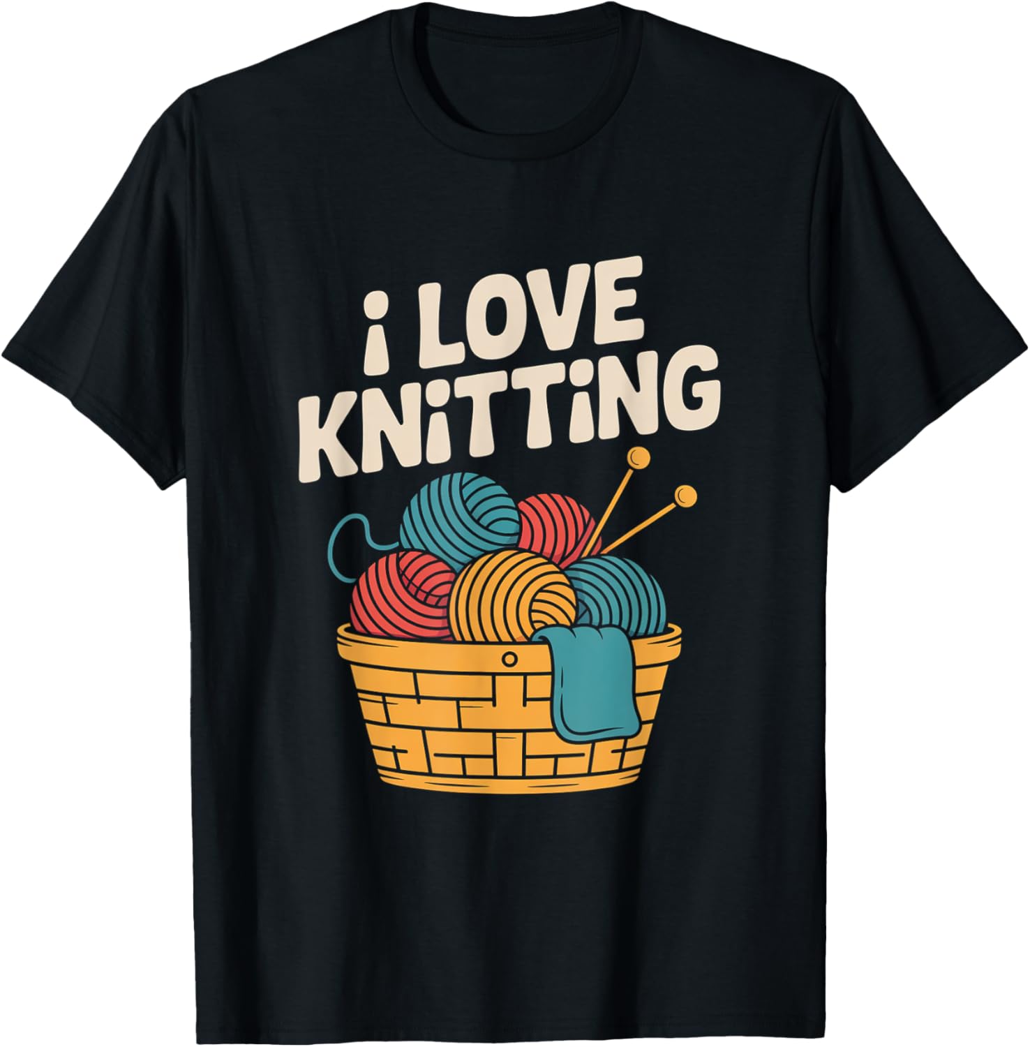I Love Knitting Yarn Basket Needles