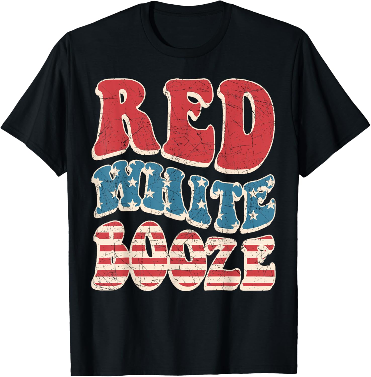 Red White Booze Retro Usa Flag 4Th Of July Drinking Party