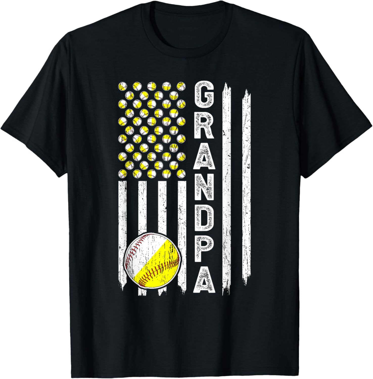 Grandpa American Flag Softball Baseball Grandpa