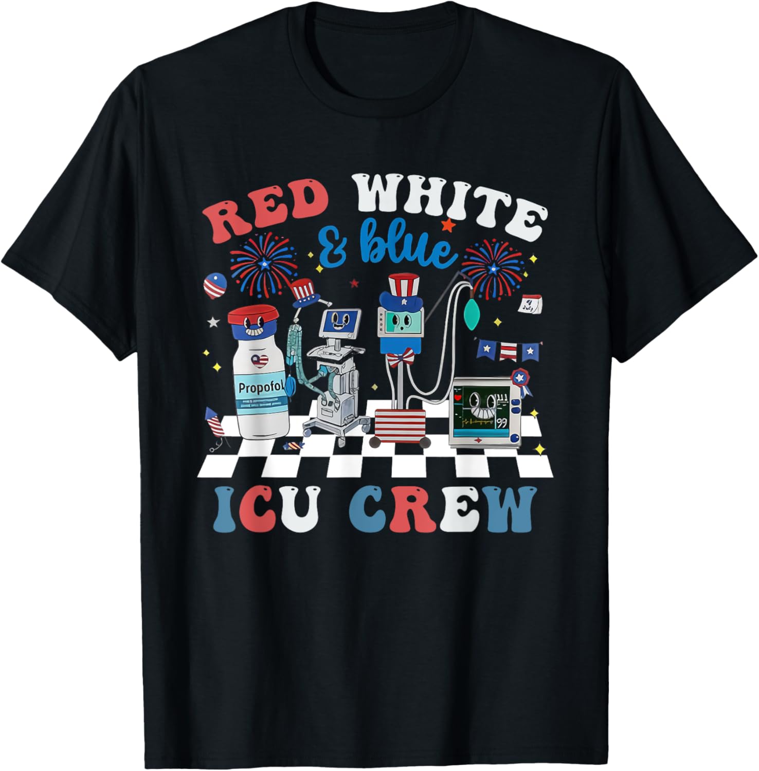 Red White Blue Icu Nurse Crew 4Th Of July Independence Day