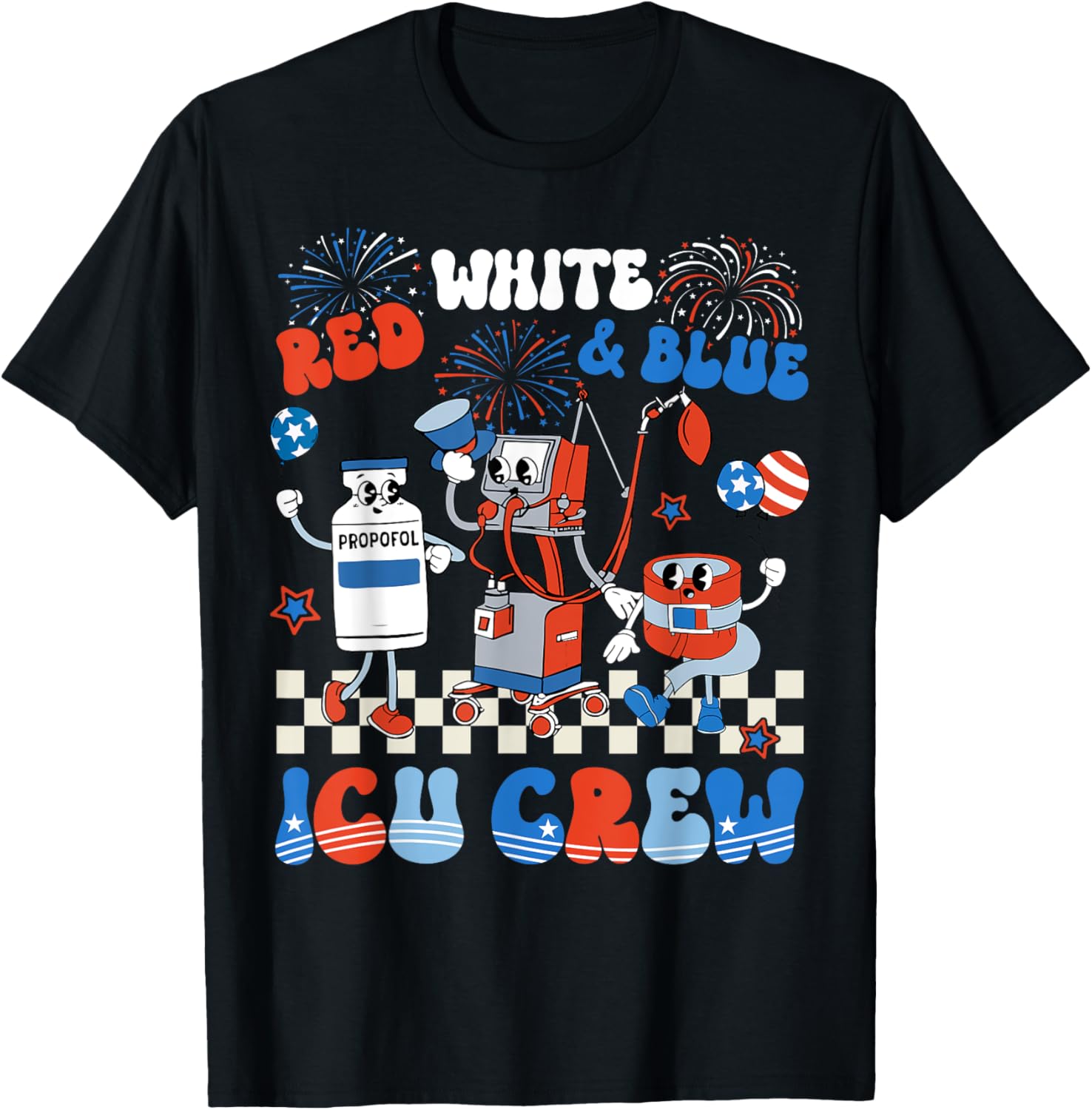 Icu Nurse 4Th Of July Independence Day Red White Icu Crew