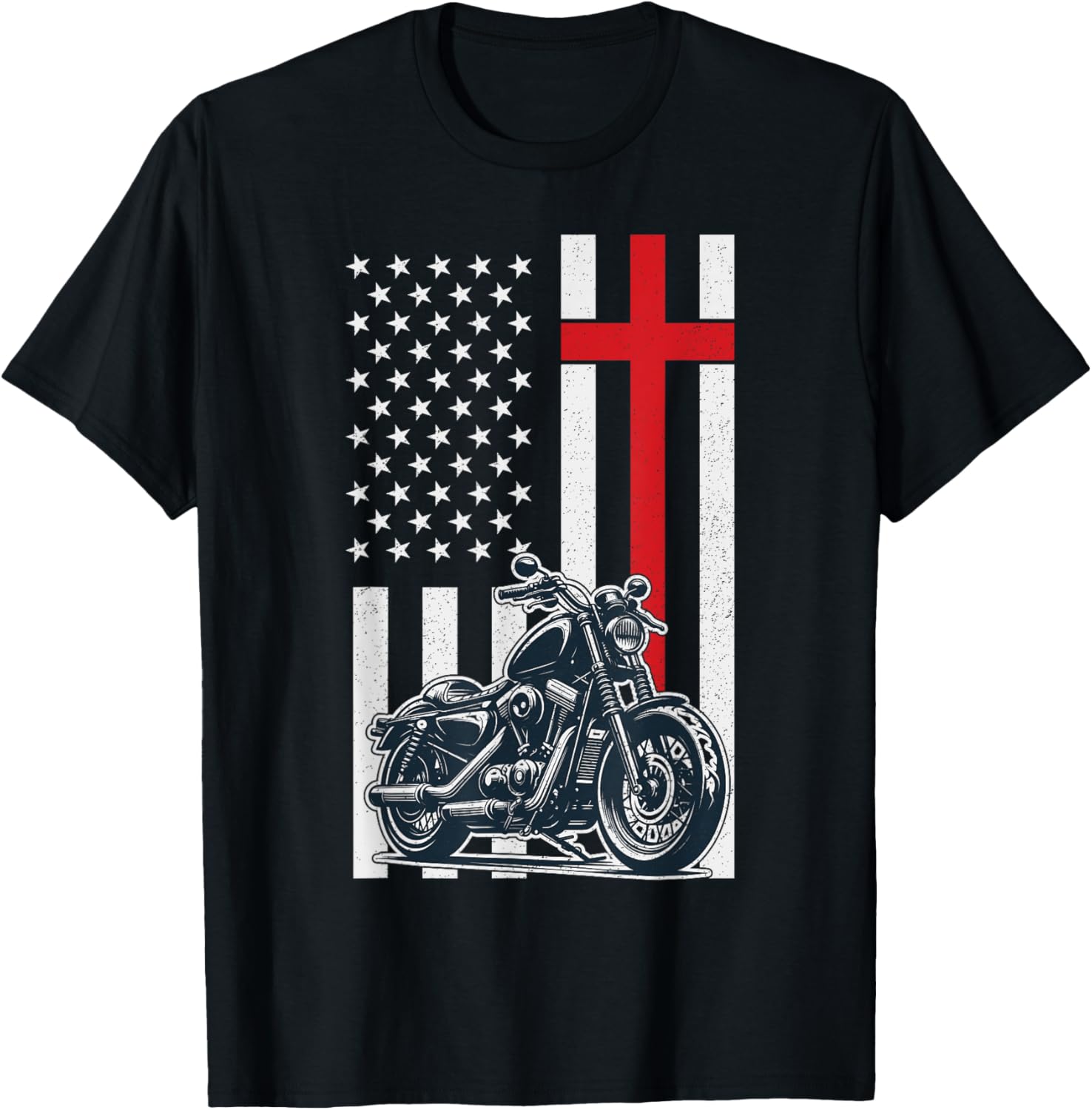 Christian Biker Motorcycle American Flag Cross
