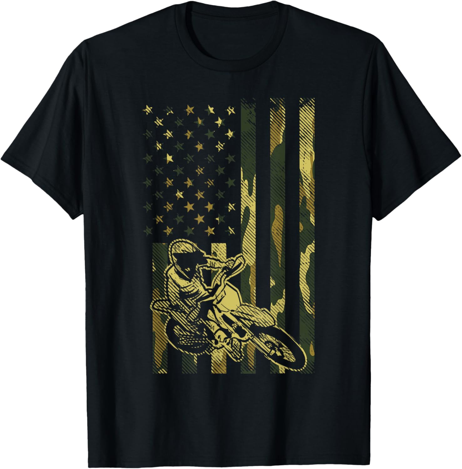 Camo American Flag Dirt Bike Vintage Motocross Racing Gift