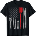 Bbq Grill Pork With 4Th July Usa Flag Cooking Chef T Shirt