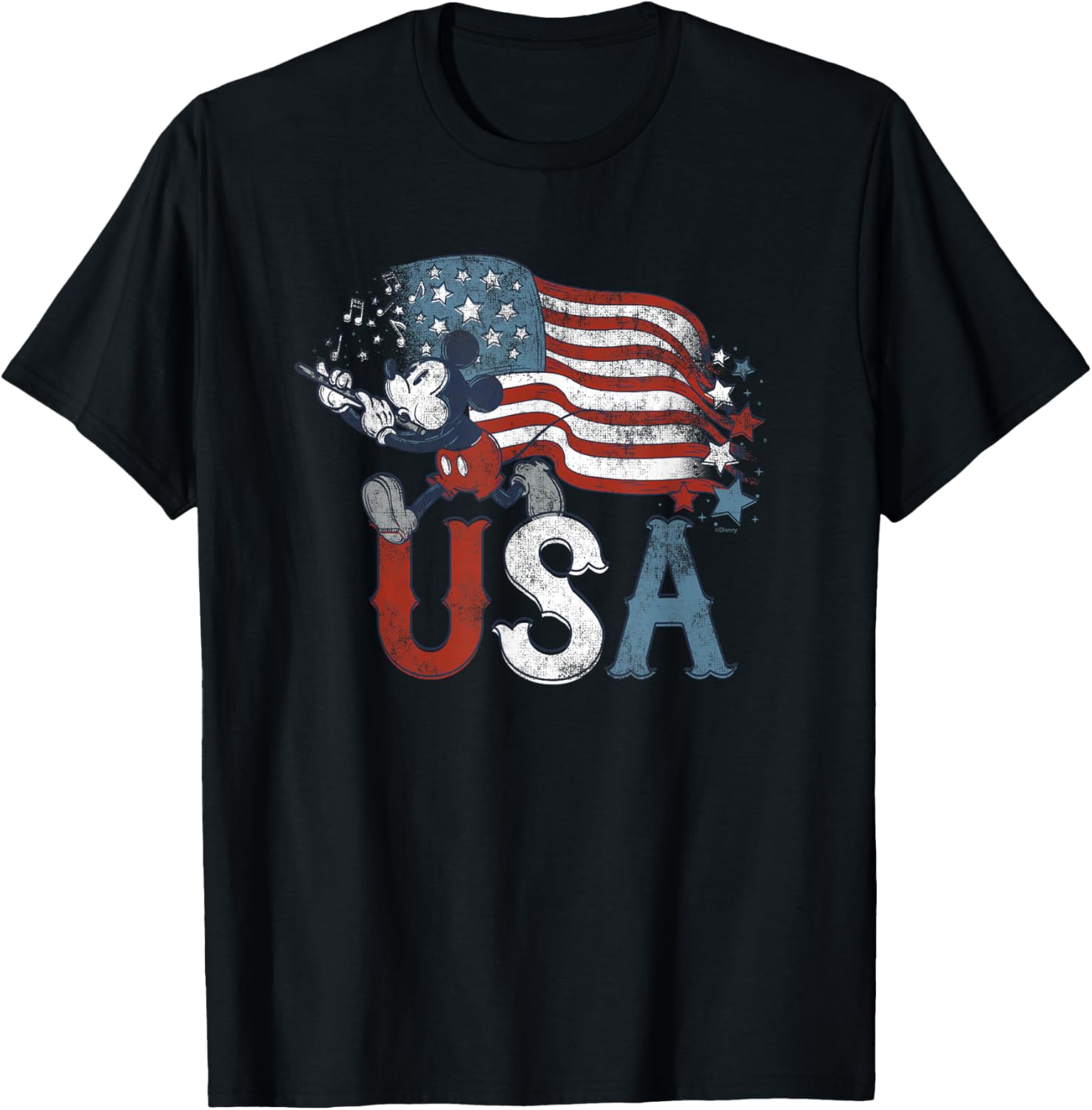 Disney Mickey Mouse With Flute America Usa Flag 4Th Of July