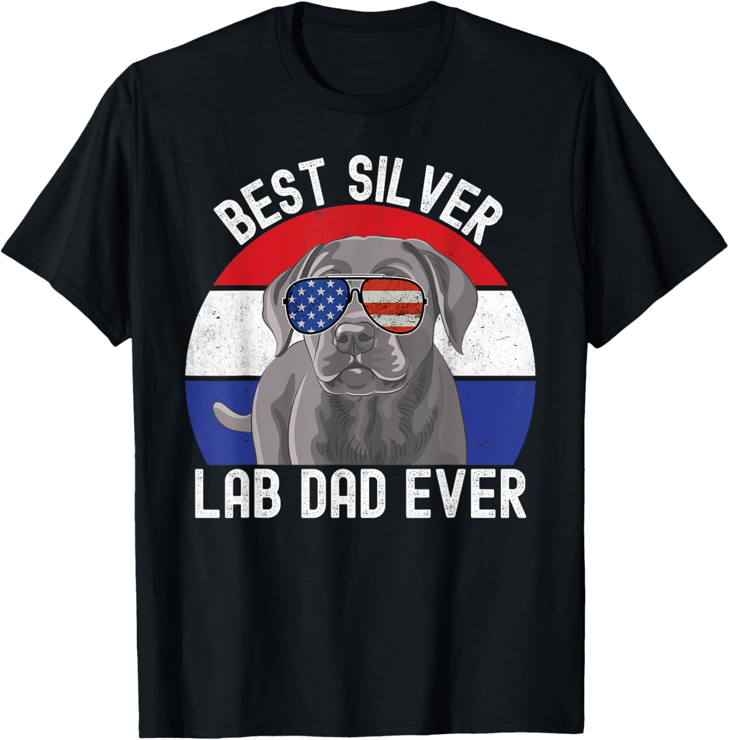 Best Silver Lab Dad Ever Vintage Patriotic American Flag