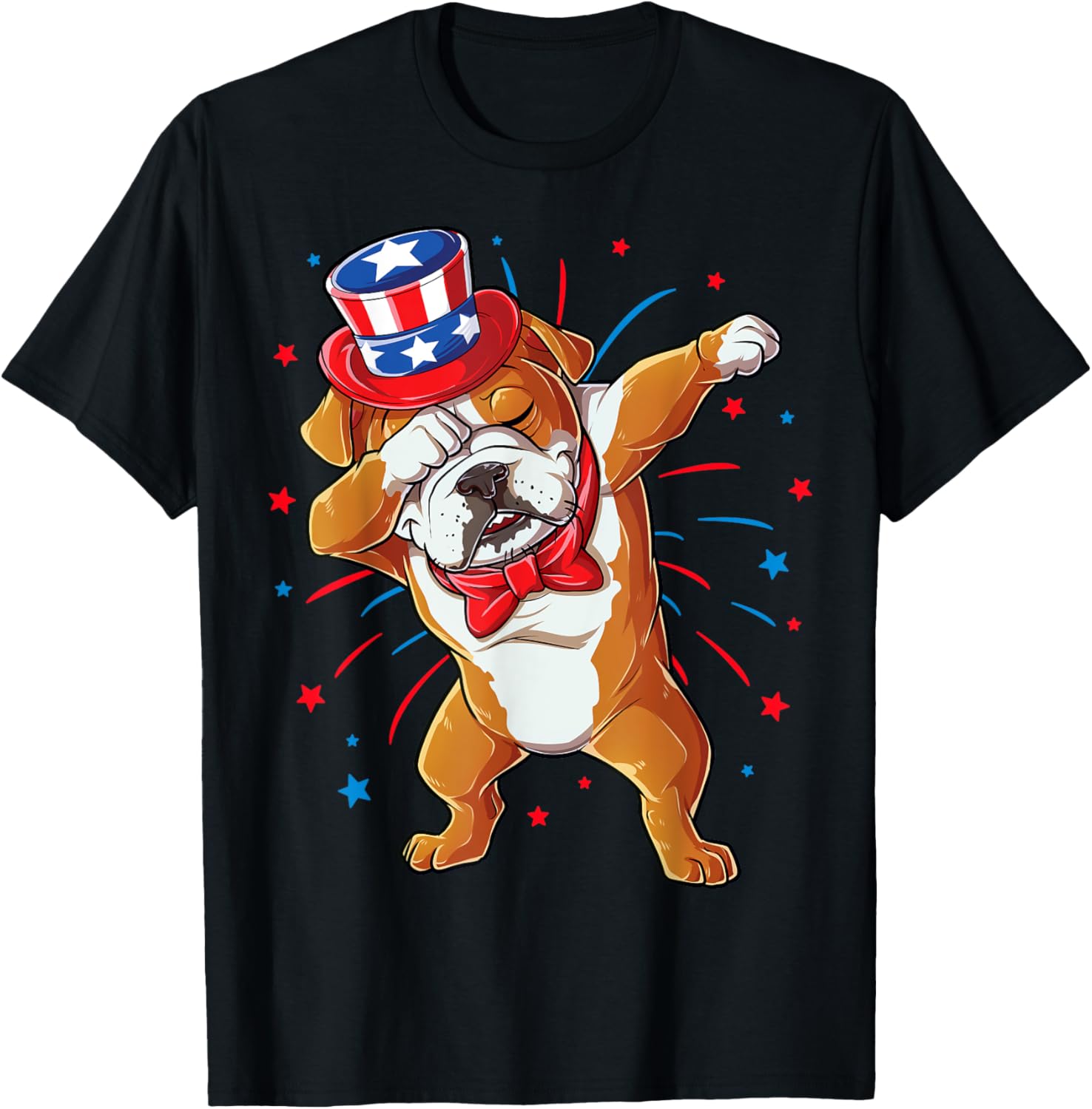 Dabbing English Bulldog 4Th Of July T Shirt Men Usa Flag