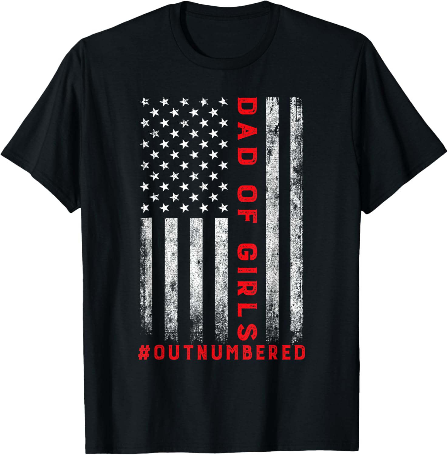 Dad Of Girls Outnumbered Vintage American Flag 4Th Of July