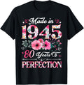80 Year Old Made in 1945 Floral 80th Birthday Shirt for Women 189