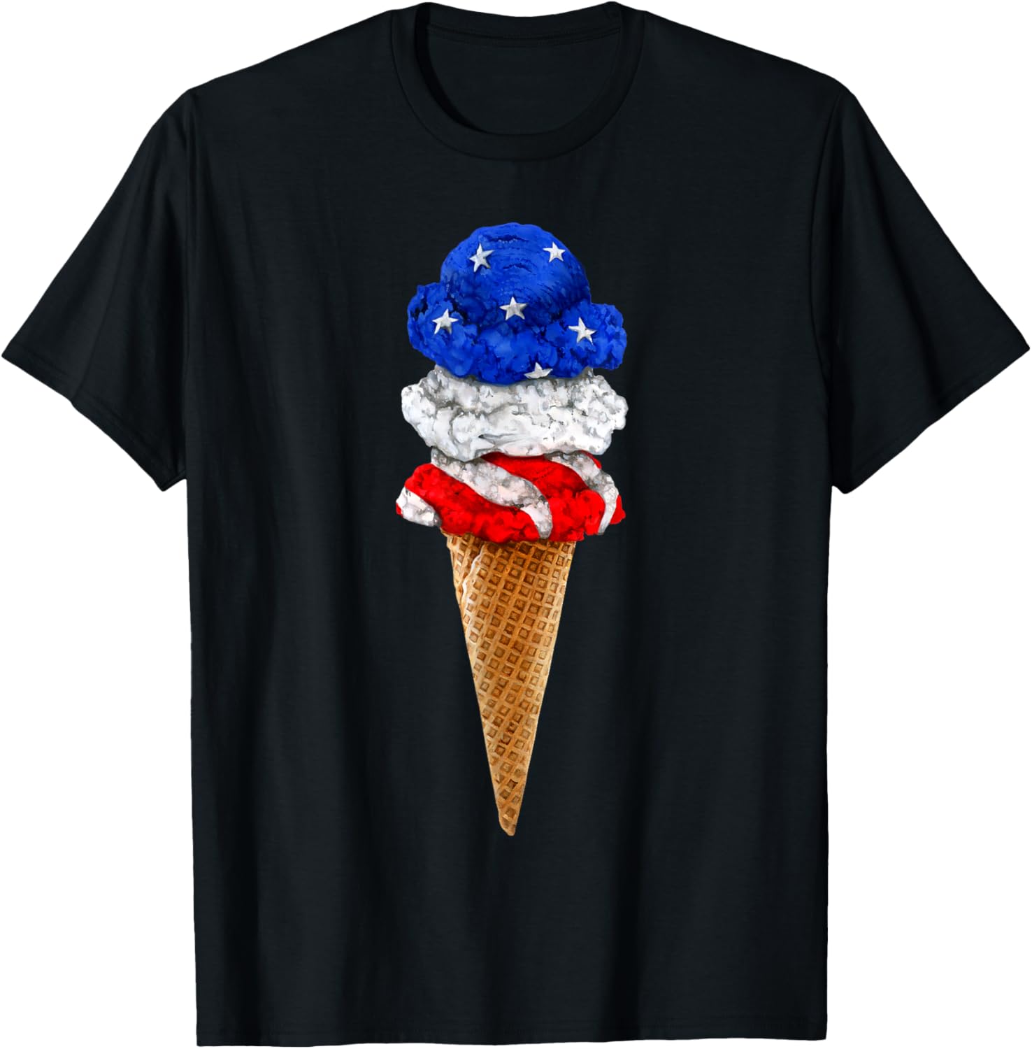 Ice Cream Cone Scoops Designed American Flag Tee 4Th Of July