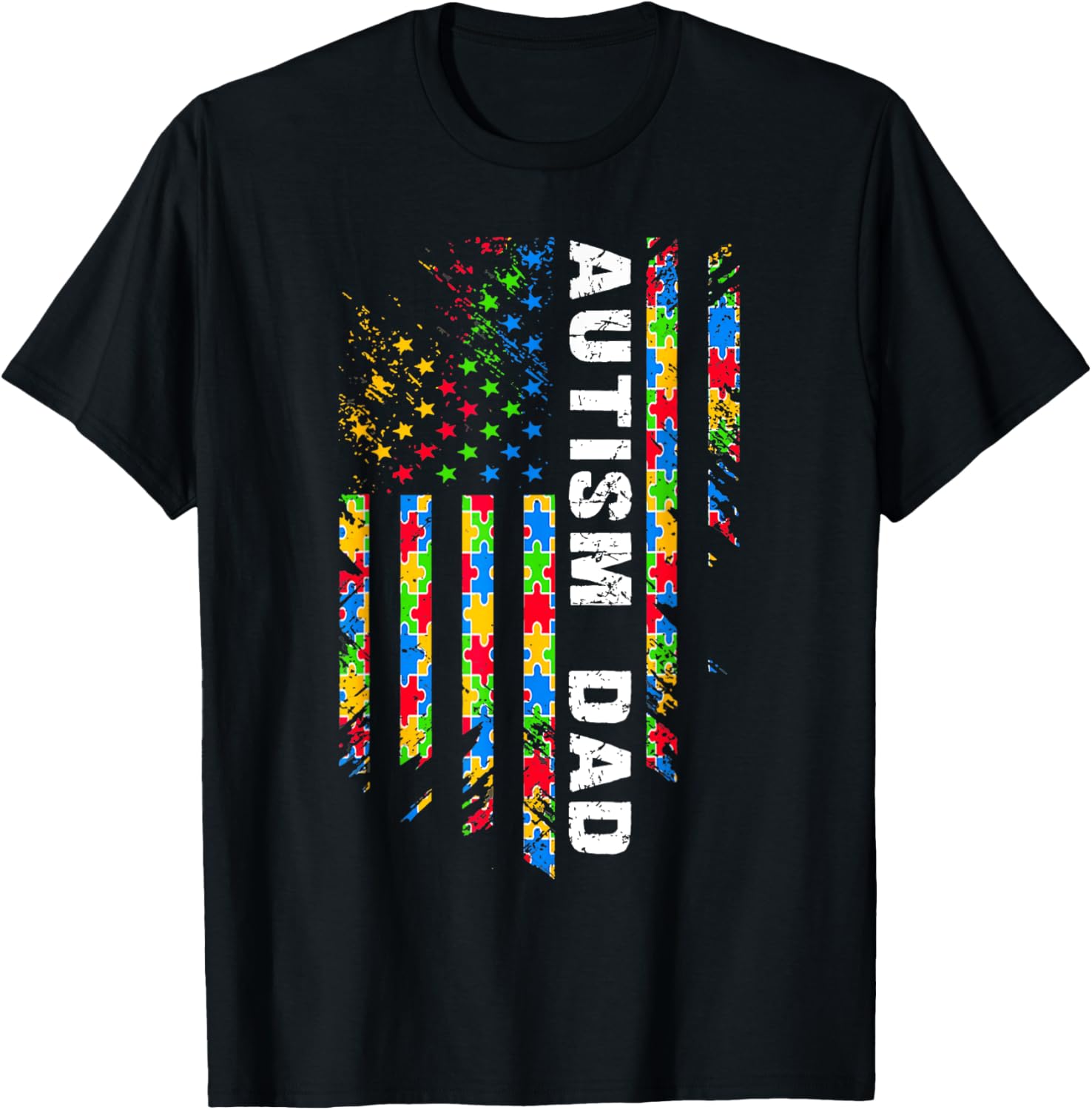 Autism Dad Awareness American Flag Usa Men Women Kids