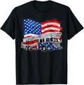 Retro Fire Truck Firefighter Fireman Usa Flag 4Th Of July