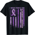 I Wear Purple For Alzheimers Awareness American Flag