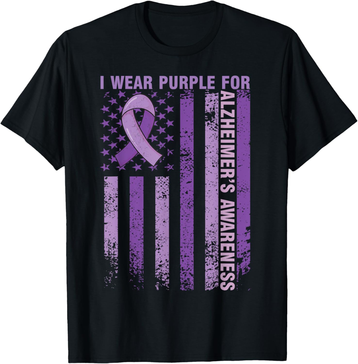 I Wear Purple For Alzheimers Awareness American Flag
