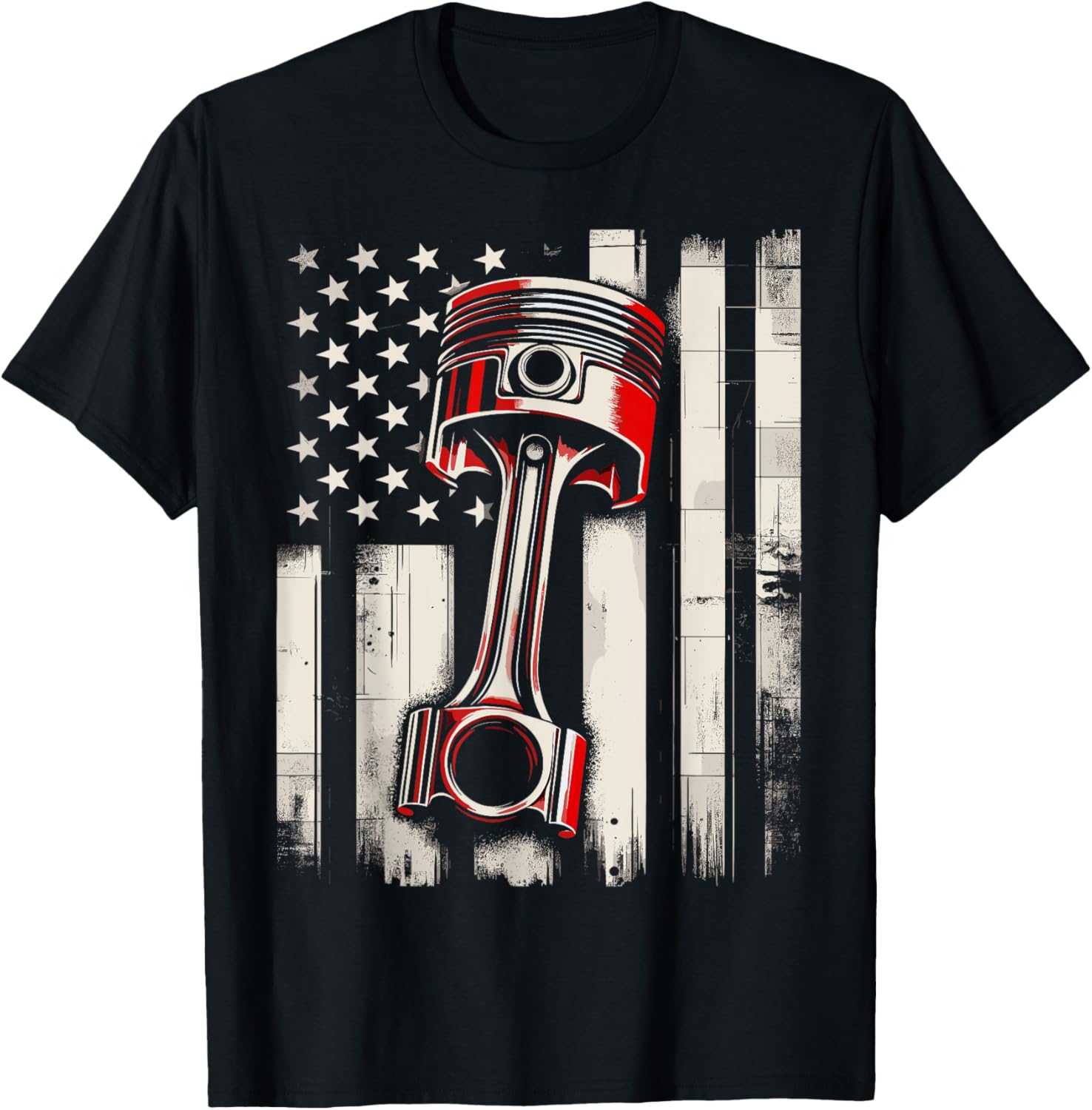 Vintage American Flag Piston Car Mechanic