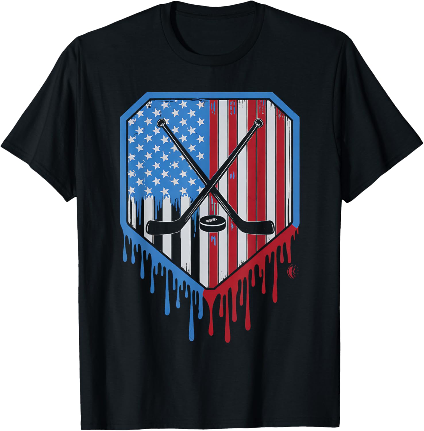 Funny Hockey Drip Boys Ice Cream Patriotic American Flag