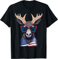 Moose With Patriotic Usa Flag American Independence Day