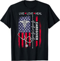 Caregiver Shirt For Men Women Usa American Flag Caregiver