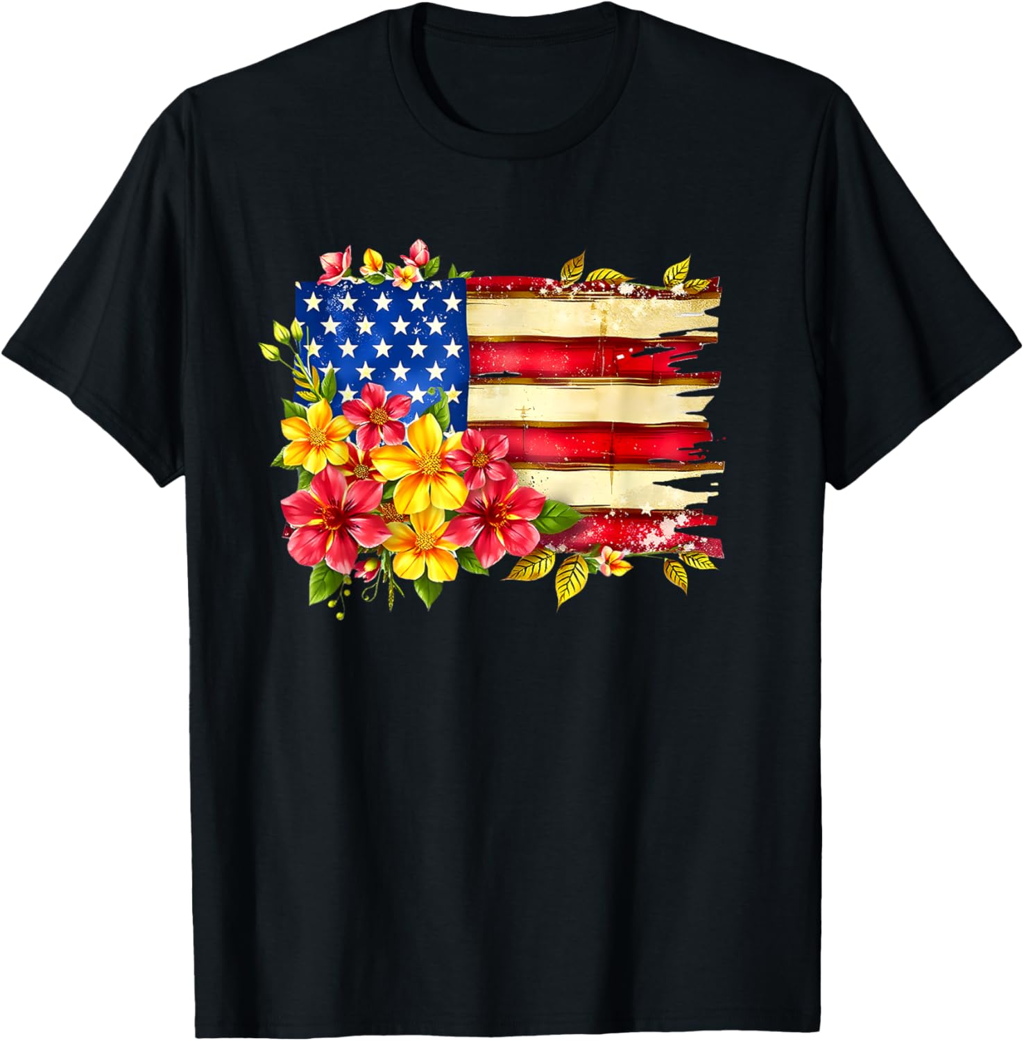 Retro Daisy Flower American Flag Patriotic Women 4Th Of July