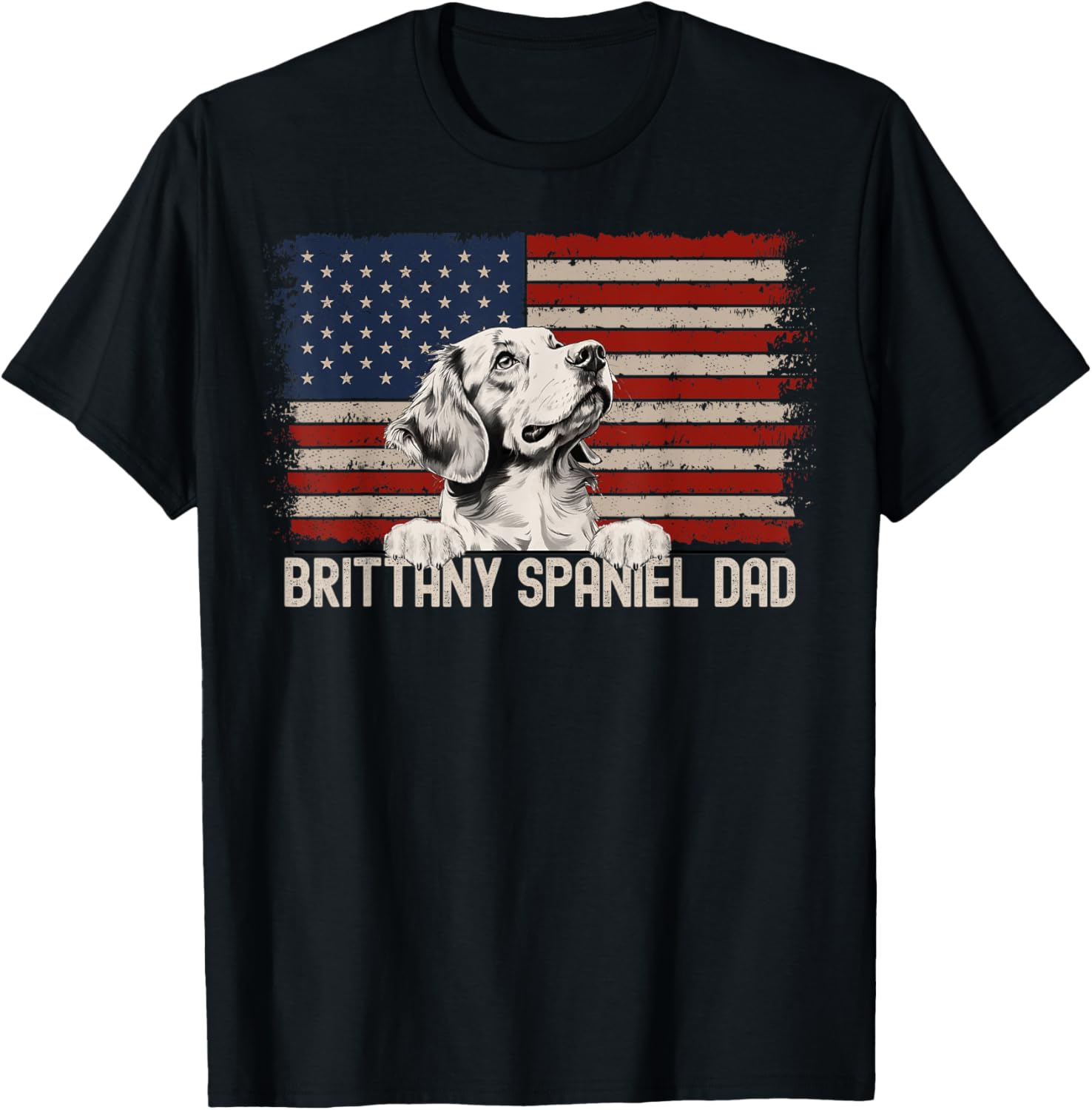 Best Dog Dad Ever American Flag Brittany Spaniel Dad