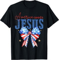 America Needs Jesus Christian Usa Flag 4Th Of July Bow Retro