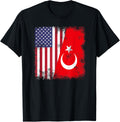Half Turk Turkish Flag T Shirt Vintage Turkey Usa Gift