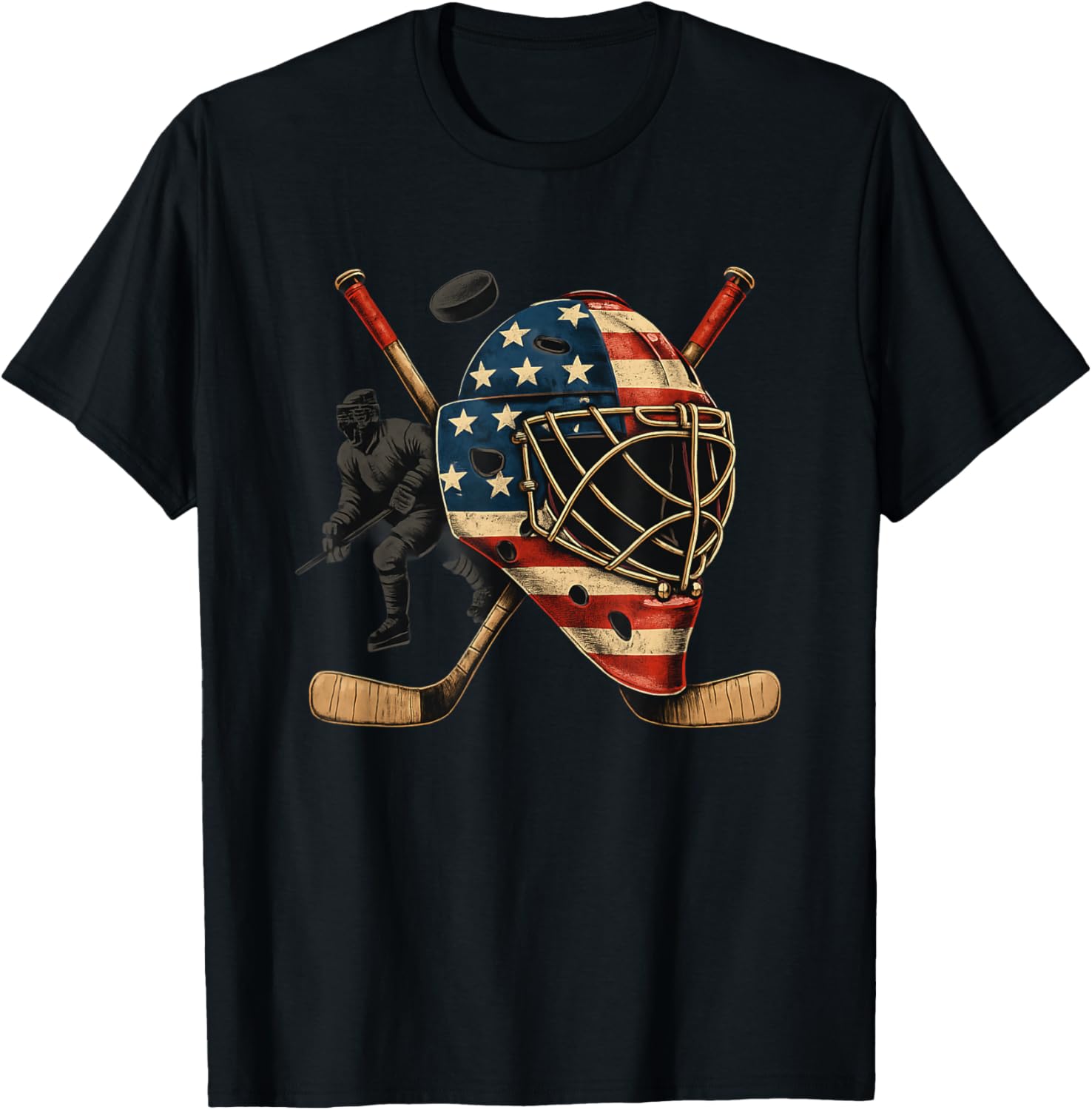 Usa Goalie Helmet Ice Hockey Shirt 4Th Of July Sportswear