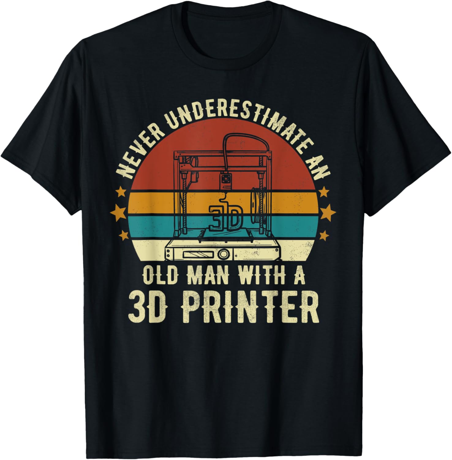 Mens Old Man With A 3D Printer Sarcastic Funny 3D Printing