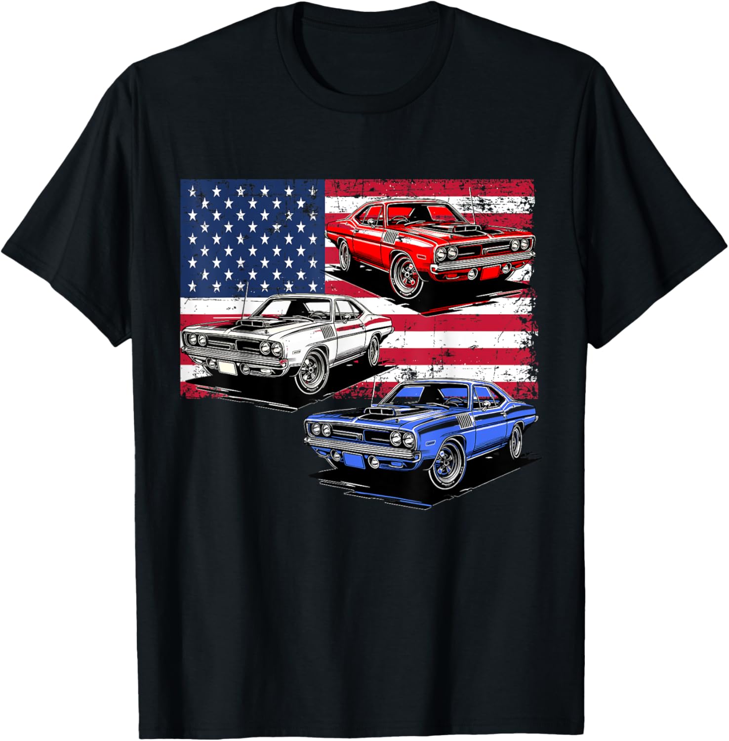 Vintage Classic Cars American Flag Patriotic 4Th Of July Car