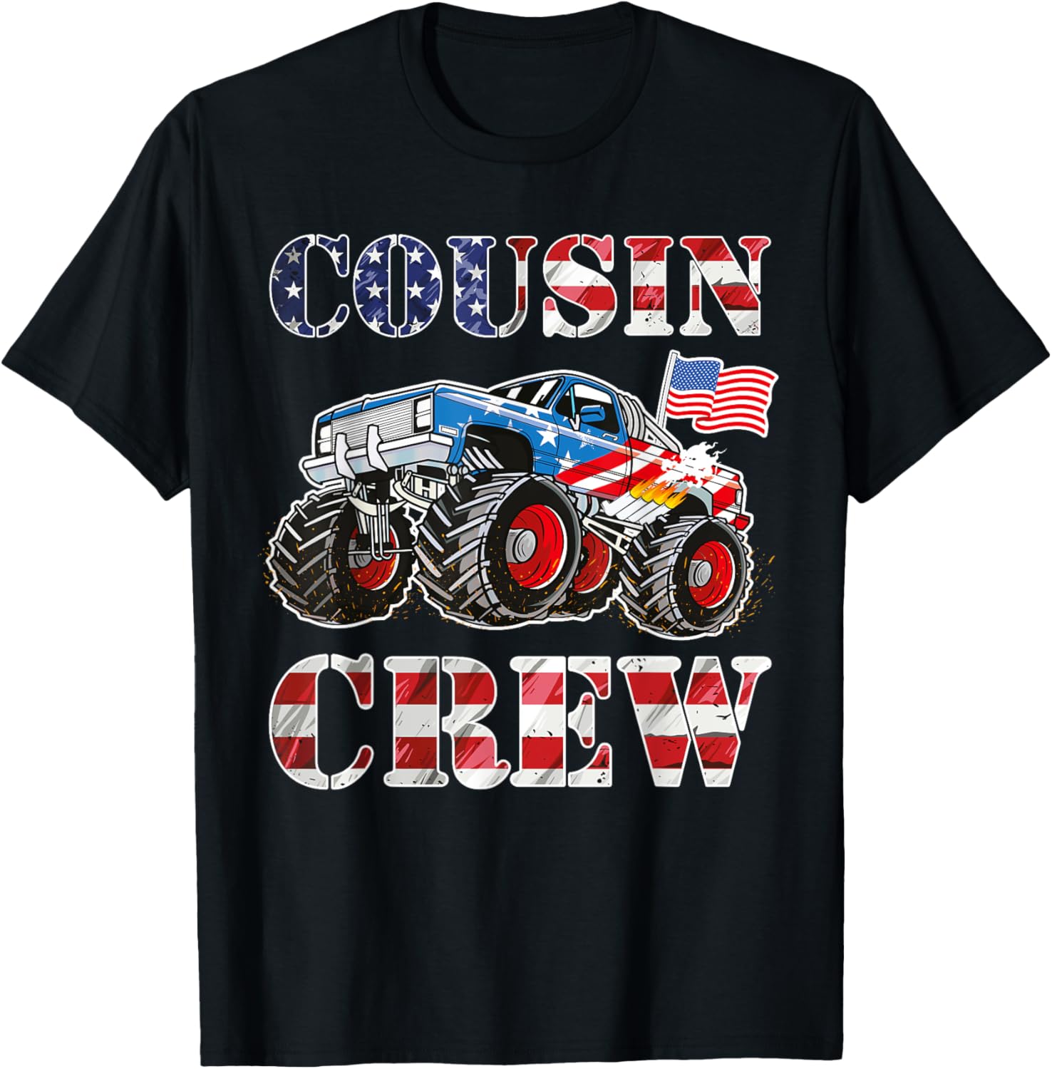 Monster Truck Usa Flag Patriotic Cousin Crew 4Th Of July
