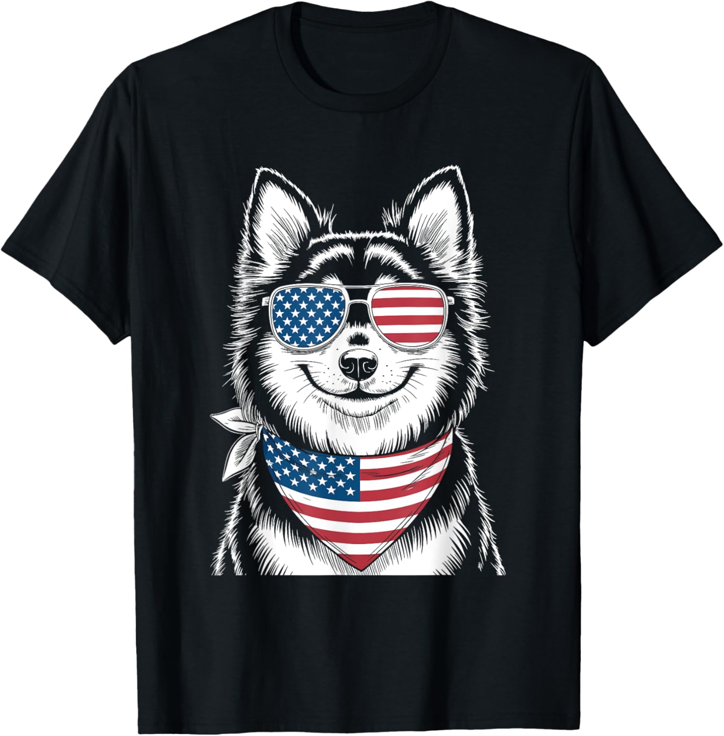 Alaskan Klee Kai Dog Usa Flag Patriotic 4Th Of July