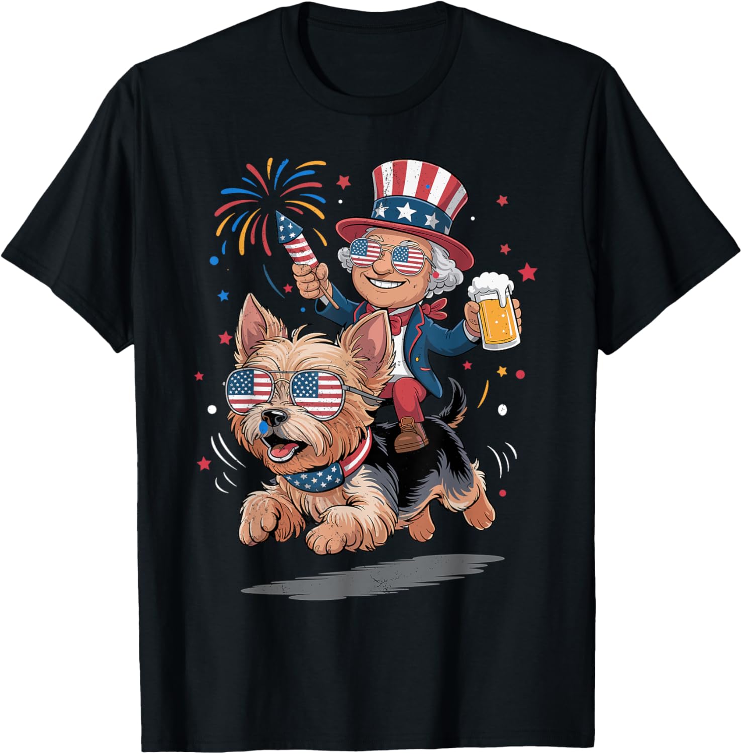 Washington Yorkshire Terrier 4Th Of July Usa American Flag