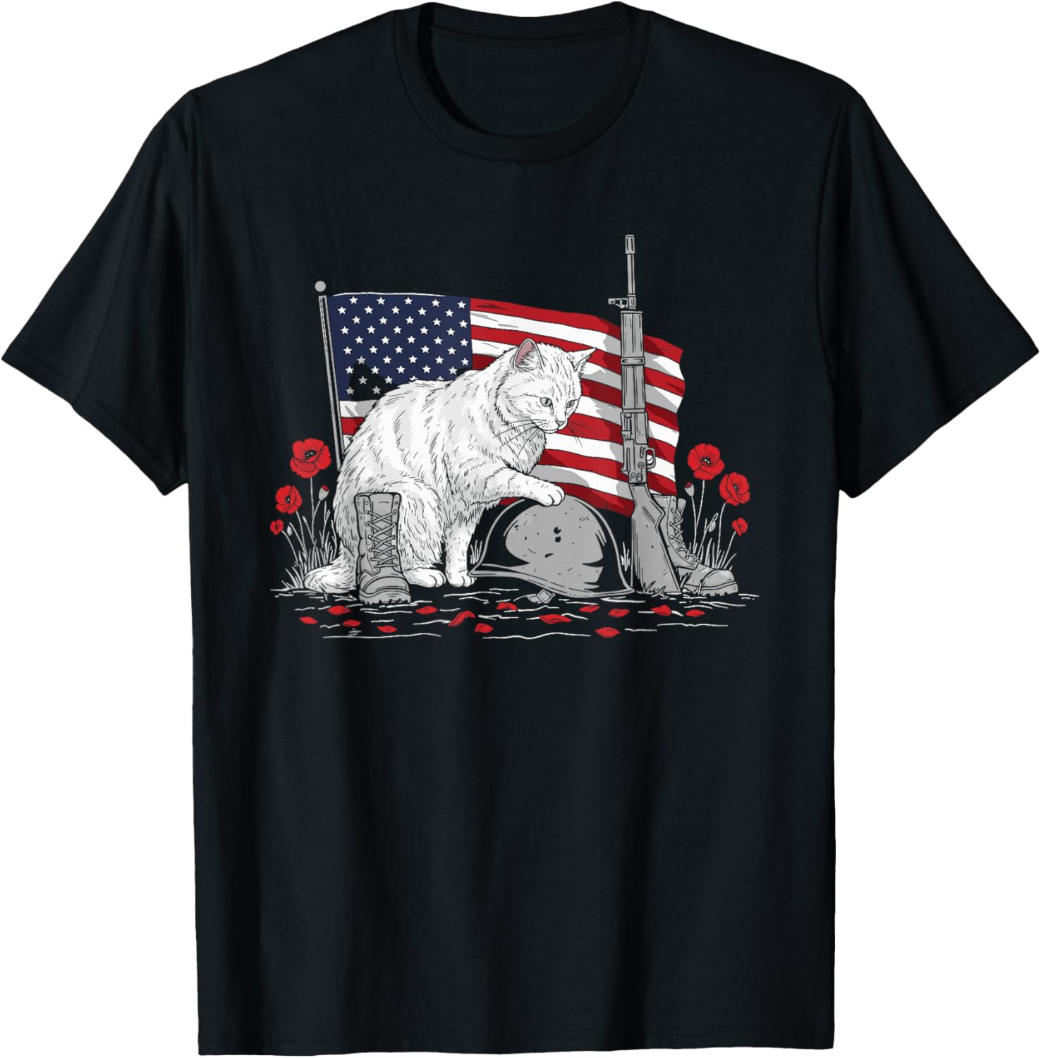 Vintage Cat American Usa Flag Memorial Day 4Th Of July