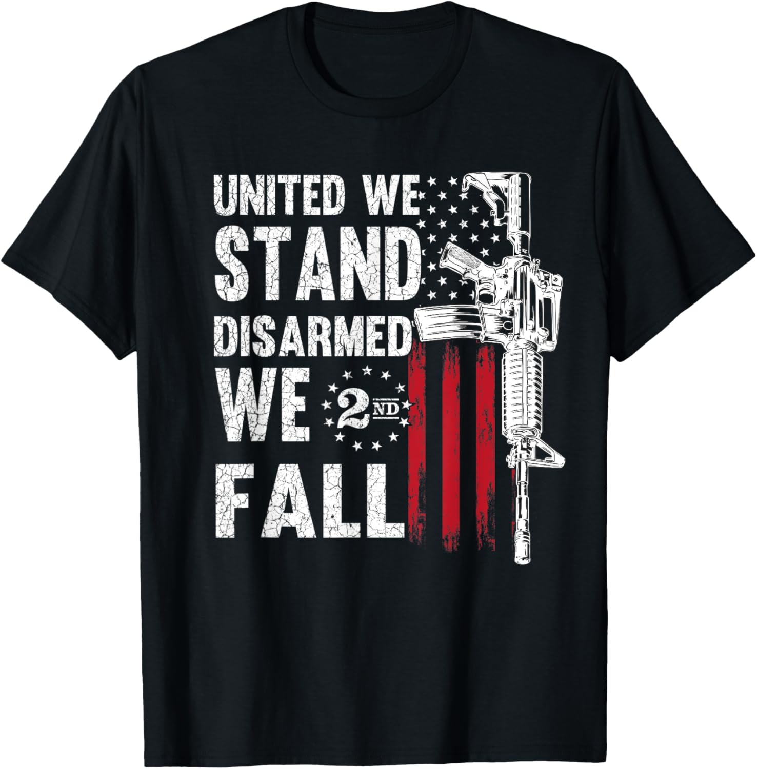 United We Stand Disarmed We Fall Gun Rights American Flag