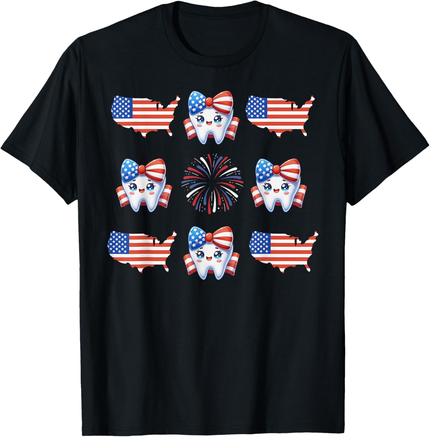 Patriotic Dental Tooth Usa Flag Coquette Dental Hygienist