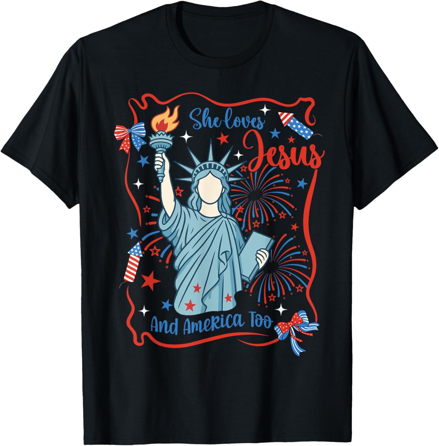 She Loves Jesus And America Too Christian 4Th Of July Usa