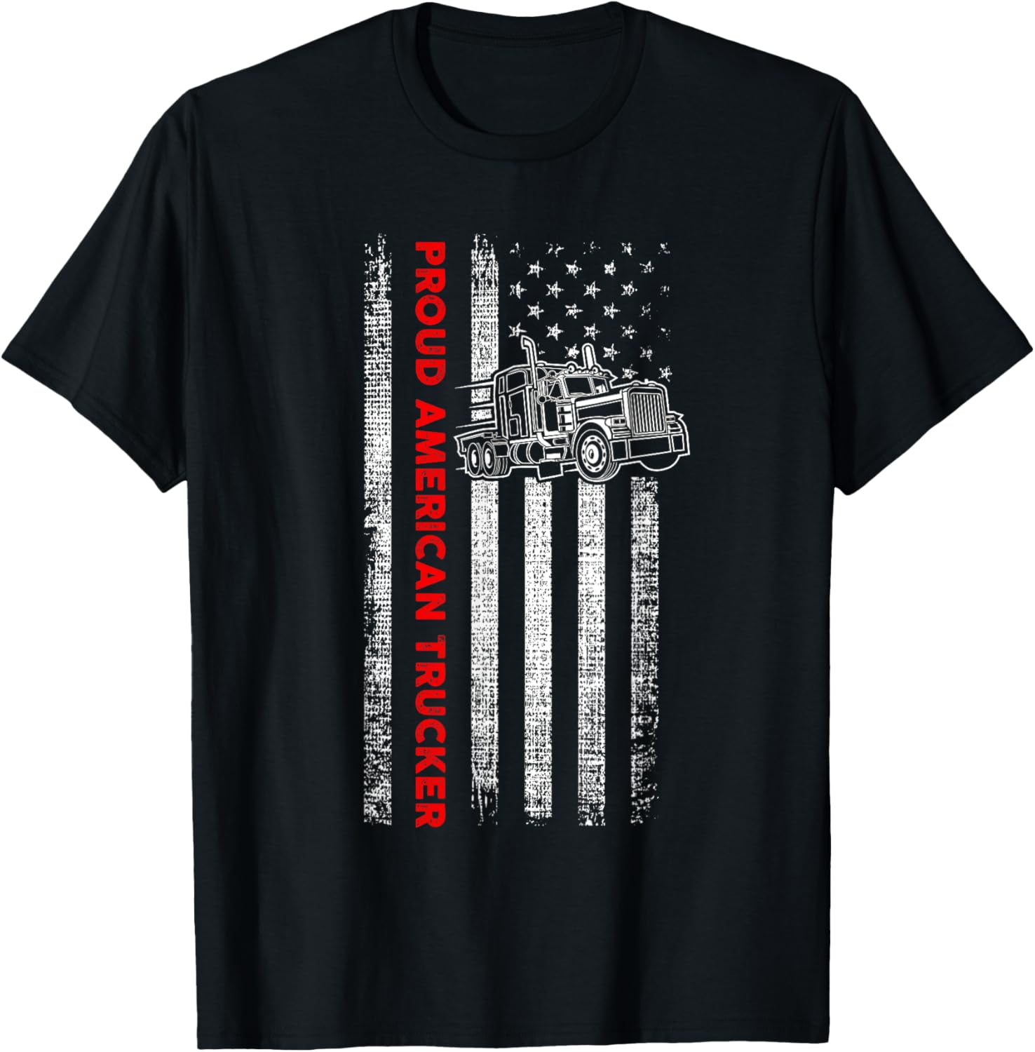 Proud American Trucker Patriotic Driver American Flag