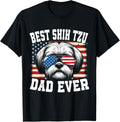 Best Shih Tzu Dad Ever Dog Lover American Flag Fathers Day
