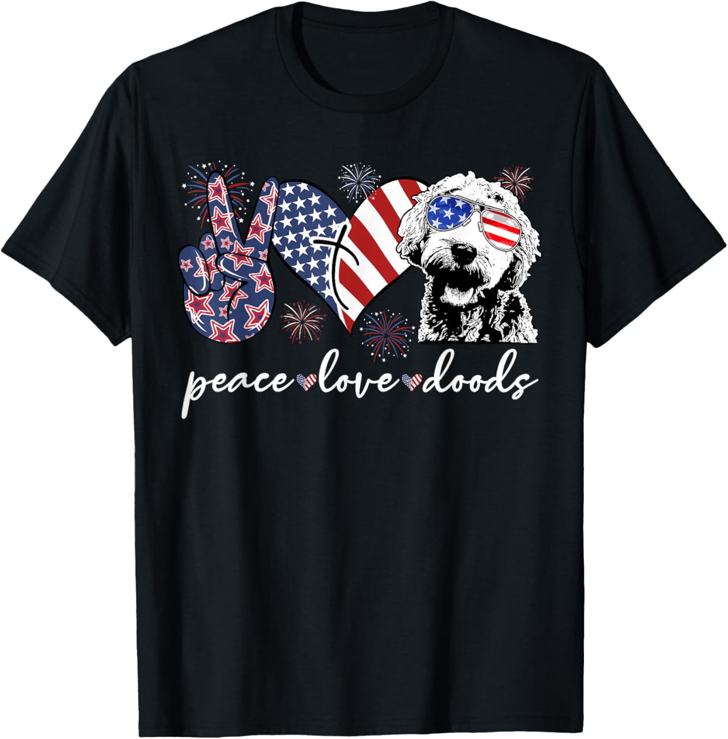 Peace Love Doods Goldendoodle Usa Flag Doodle 4Th Of July