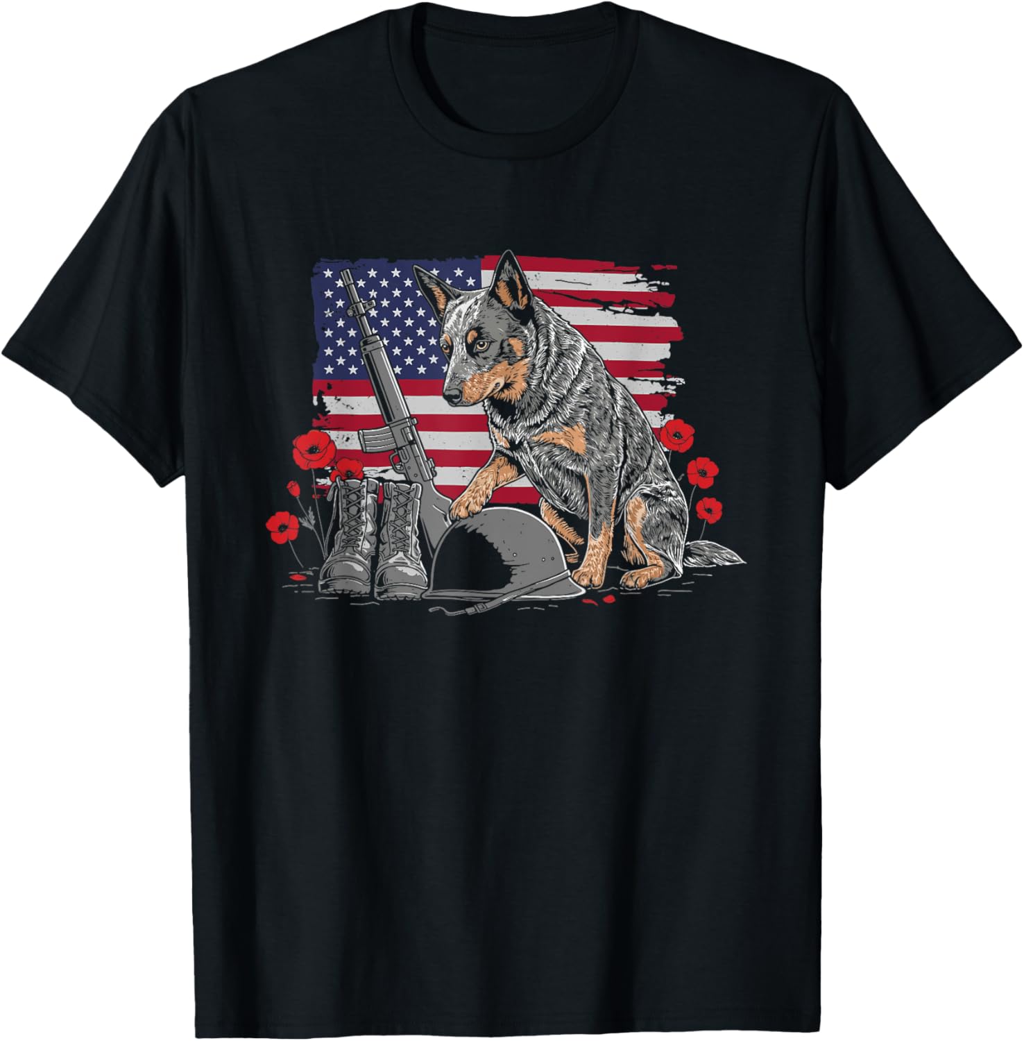 Australian Cattle Dog American Flag Memorial Day 4Th Of July